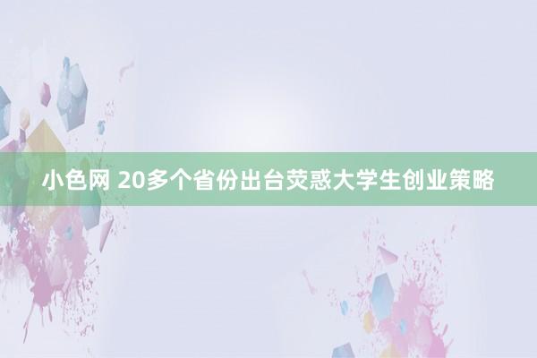 小色网 20多个省份出台荧惑大学生创业策略