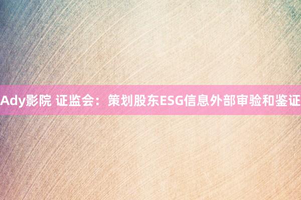 Ady影院 证监会：策划股东ESG信息外部审验和鉴证