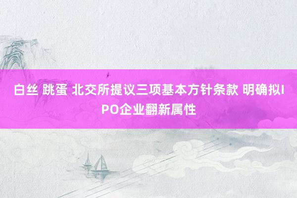 白丝 跳蛋 北交所提议三项基本方针条款 明确拟IPO企业翻新属性