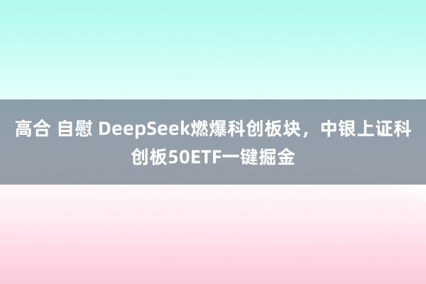高合 自慰 DeepSeek燃爆科创板块，中银上证科创板50ETF一键掘金