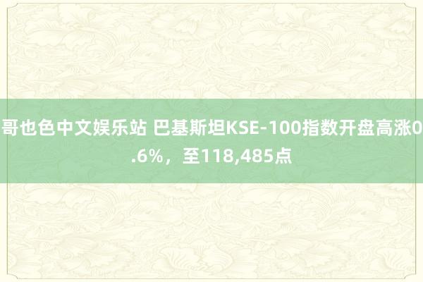 哥也色中文娱乐站 巴基斯坦KSE-100指数开盘高涨0.6%，至118，485点